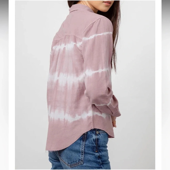 Rails Ingrid Raw Shirt Mauve White Waves Casual Women’s Small - Picture 2 of 13